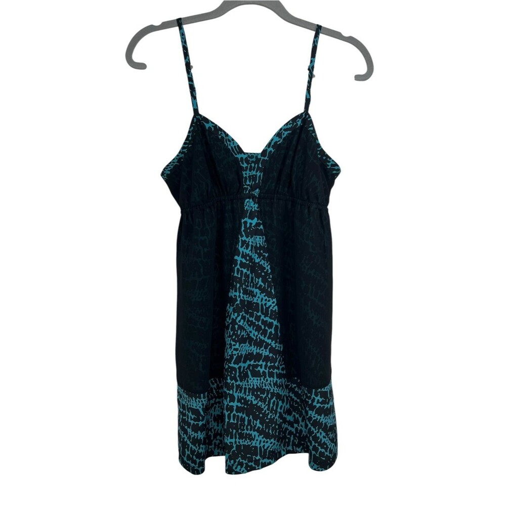 silence + noise Black Teal Mini Baby Doll Dress Medium